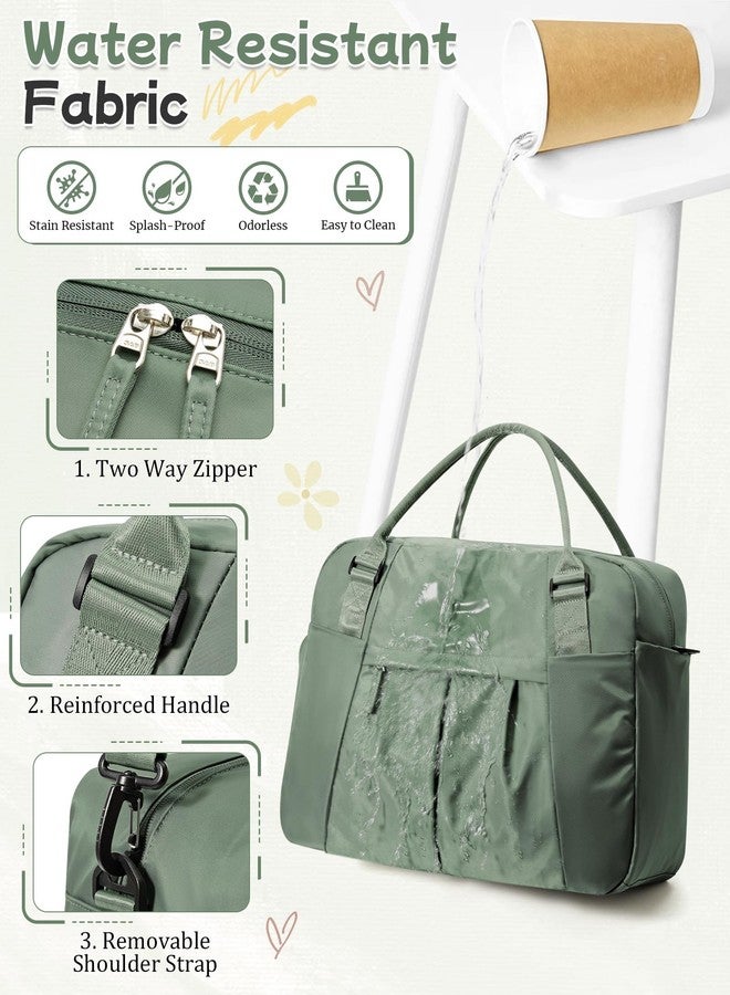 BJLFS Travel Duffel Bag with Shoe Compartment, Large Weekender Bags for Women with Trolley Sleeve for Airplane, Waterproof Carry on Bag Sport Tote Bags Hospital Holdalls, Green - Image 5
